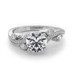 Fashion Engagement Ring, Side Stone Style, Round Shape, in White Gold - 85272