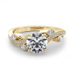 Fashion Engagement Ring, Side Stone Style, Round Shape, in Yellow Gold - 85272