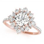 Fashion Engagement Ring, Side Stone Style, Round Shape, in Rose Gold - 85274