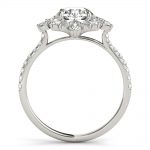 Fashion Engagement Ring, Side Stone Style, Round Shape, in Platinum - 85274