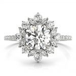 Fashion Engagement Ring, Side Stone Style, Round Shape, in Platinum - 85274