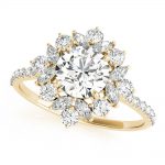 Fashion Engagement Ring, Side Stone Style, Round Shape, in Yellow Gold - 85274