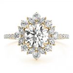 Fashion Engagement Ring, Side Stone Style, Round Shape, in Yellow Gold - 85274