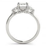 Three Stone Engagement Ring, Emerald Shape, in White Gold - 85279