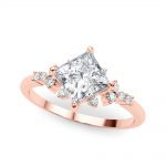 Side Stone Engagement Ring, Square Shape, in Rose Gold - 85283