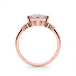 Side Stone Engagement Ring, Square Shape, in Rose Gold - 85283