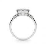 Side Stone Engagement Ring, Square Shape, in Sterling Silver - 85283