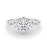 Side Stone Engagement Ring, Square Shape, in White Gold - 85283