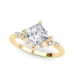 Side Stone Engagement Ring, Square Shape, in Yellow Gold - 85283