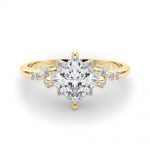 Side Stone Engagement Ring, Square Shape, in Yellow Gold - 85283