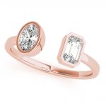 Oval & Emerald Fashion Ring, in Rose Gold - 85285