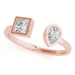 Pear & Princess Fashion Ring, in Rose Gold - 85286