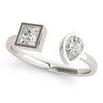 Pear & Princess Fashion Ring, in Platinum - 85286