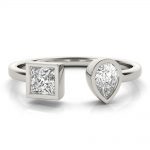 Pear & Princess Fashion Ring, in White Gold - 85286