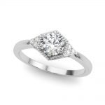 Side Stone Engagement Ring, Round Shape, in Sterling Silver - 85311