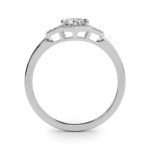 Side Stone Engagement Ring, Round Shape, in Sterling Silver - 85311