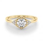 Side Stone Engagement Ring, Round Shape, in Yellow Gold - 85311