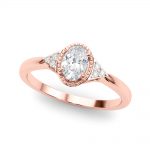 Side Stone Engagement Ring, Oval Shape, in Rose Gold - 85313