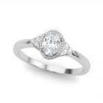 Side Stone Engagement Ring, Oval Shape, in Platinum - 85313