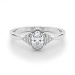 Side Stone Engagement Ring, Oval Shape, in Sterling Silver - 85313