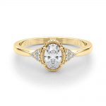 Side Stone Engagement Ring, Oval Shape, in Yellow Gold - 85313