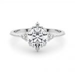 Side Stone Engagement Ring, Round Shape, in Sterling Silver - 85320