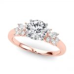 Side Stone Engagement Ring, Shape, in Rose Gold - 85335