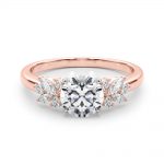 Side Stone Engagement Ring, Shape, in Rose Gold - 85335