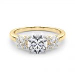 Side Stone Engagement Ring, Shape, in Yellow Gold - 85335