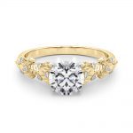 Side Stone Engagement Ring, Shape, in Yellow Gold - 85334