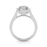 Scattered Diamonds Engagement Ring, Side Stone Style, Round Shape, in White Gold - 85365