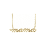 Petite Mama Script Necklace, 14k Yellow Gold