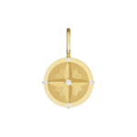 Compass Charm/Pendant, .03 CTW Natural Diamond, 14k Yellow Gold