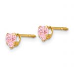 14k Madi K 4mm Pink CZ Heart Earrings