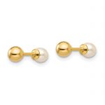 14k Madi K Reversible 3.75-4mm FW Cultured Pearl and Gold Ball Earrings