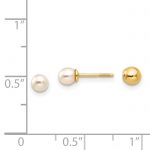 14k Madi K Reversible 3.75-4mm FW Cultured Pearl and Gold Ball Earrings