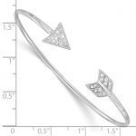 Sterling Silver Rhodium-plated CZ Arrow Cuff Bangle