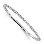 Sterling Shimmer Sterling Silver Rhodium-plated 65 Stone CZ Flexible Bangle Bracelet