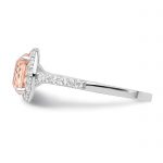 Cheryl M Sterling Silver Rhodium-plated 100 Facet Simulated Morganite and White Brilliant-cut CZ Halo Ring