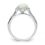 Cheryl M Sterling Silver Rhodium-plated Cabochon Lab Created Opal and Brilliant-cut CZ Halo Ring