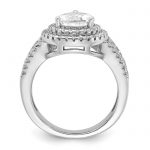 Cheryl M Sterling Silver Rhodium-plated Brilliant-cut Pear CZ Double Halo Ring