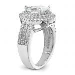 Cheryl M Sterling Silver Rhodium-plated Brilliant-cut Pear CZ Double Halo Ring