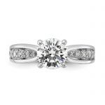 Cheryl M Sterling Silver Rhodium-plated Brilliant-cut 7.5mm Round CZ with Side Stones Fashion Ring