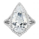 Cheryl M Sterling Silver Rhodium-plated Brilliant-cut CZ Fancy Teardrop Ring