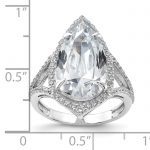 Cheryl M Sterling Silver Rhodium-plated Brilliant-cut CZ Fancy Teardrop Ring