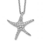 Cheryl M Sterling Silver Rhodium-plated Brilliant-cut CZ Starfish 18 Inch Necklace