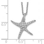 Cheryl M Sterling Silver Rhodium-plated Brilliant-cut CZ Starfish 18 Inch Necklace