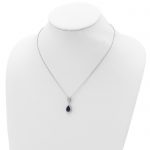 Cheryl M Sterling Silver Rhodium-plated Brilliant-cut Lab Created Dark Blue Spinel and Brilliant-cut White CZ Teardrop Halo 18 Inch Necklace