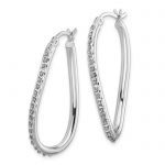 Diamond Fascination Diamond Mystique Sterling Silver Platinum-plated Diamond Oval Twist Hoop Earrings