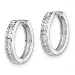 Sterling Silver Rhodium Diam. Huggie Earrings